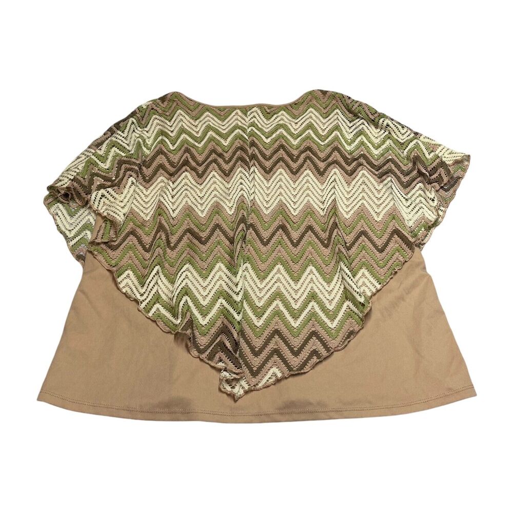 Jade Moon Blouse Top Women's 2X Brown Multi Printed Round Neck Pullover - Picture 2 of 6